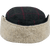 Back view of Stormy Kromer Bergland Cap: a flat-top style wool winter cap with a square-cornered brim and sherpa-lined earflaps that snap up.