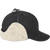 Side view of Stormy Kromer Snowdrift Cap: a six-panel wool cap with a short brim and earflaps that fold up and tie on top.