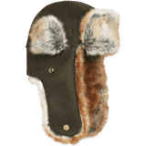 Image of Stormy Kromer Northwoods Trapper Hat: a wool, insulated winter hat with faux fur accents and lining in a trapper or aviator style, including long ear coverings that snap under the chin.