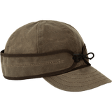 Image of Stormy Kromer Insulated Waxed Cotton Cap: a six-panel waxed cotton cool weather cap with a pulldown earband and a tie in the front.