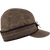 Side view of Stormy Kromer Insulated Waxed Cotton Cap: a six-panel waxed cotton cool weather cap with a pulldown earband and a tie in the front.
