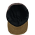 Bottom view of the Marsh Cap: A waxed cotton, brimmed hat with earflaps in a contrasting color that fold up and a dark flannel lining.