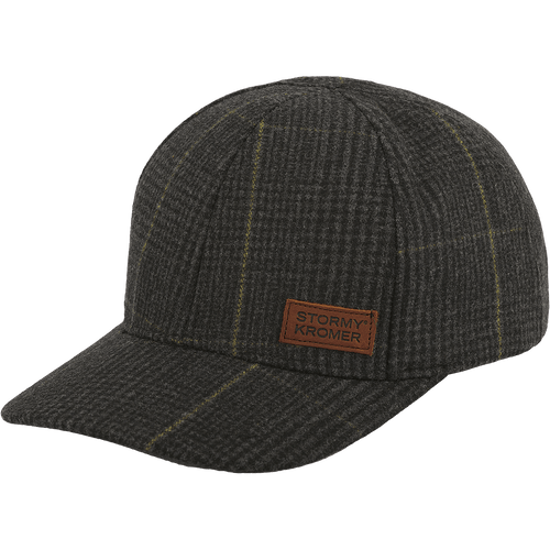 Image of Stormy Kromer Adjustable Curveball Cap: a wool baseball cap with leather patch with Stormy Kromer label in the front right.