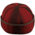 Back view of the Original with Leather Stormy Kromer Cap: a wool, six-panel wool winter cap with a pulldown earband, leather brim and tie in the front. Shows embroidered Stormy Kromer signature on the back.