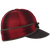 Side view of the Original with Leather Stormy Kromer Cap: a wool, six-panel wool winter cap with a pulldown earband, leather brim and tie in the front.