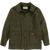 Front view of the Mackinaw Coat: A collared, button-front wool coat with six large pockets on the front.