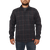 On model front view of the Boundary Jacket: A zip-front, wool-plaid men's jacket with a stand collar and side pockets.