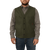 On model front view of the Button Vest: A traditional button-front wool vest with large patch pockets on the front.