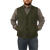 On model front view of the Button Vest: A traditional button-front wool vest with large patch pockets on the front. Model has hands in pockets.