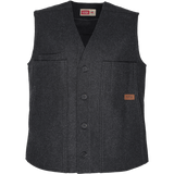 Front view of the Button Vest: A traditional button-front wool vest with large patch pockets on the front.
