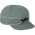Side view of the Trail Cap - a six-paneled cap with an earband that ties in front and a brim, made with a lightweight waxed cotton.