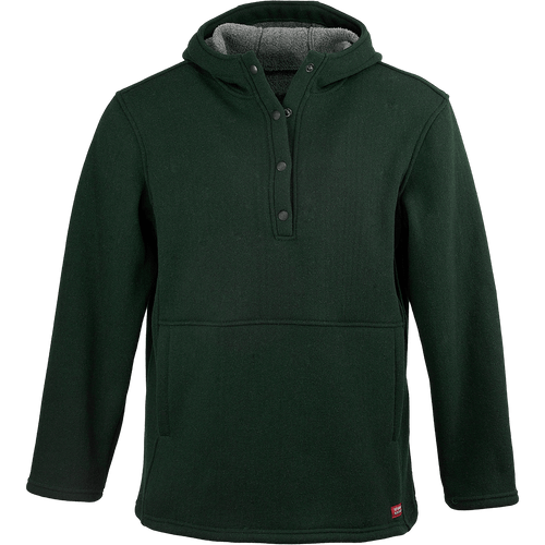 Front image of the Tailgate Pullover - a solid color, snap front, quarter pullover with a large kangaroo pocket and hood.