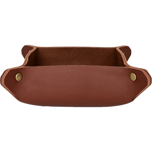 American Bench Craft leather valet tray with brass rivets
