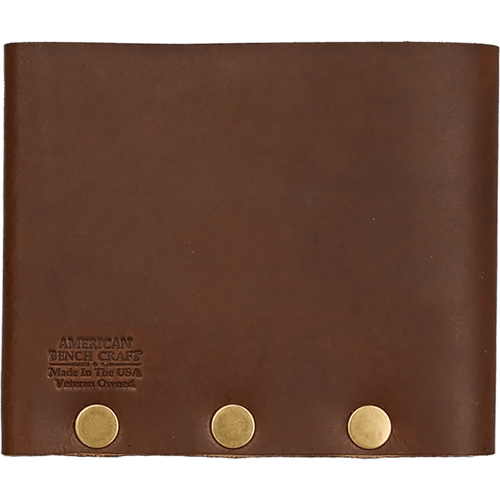 American Bench Craft leather bill fold wallet folded closed with brass rivets