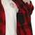 Showing inside pocket on coat in red/black plaid on a man