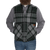  Full-zip wool vest with front pockets in a green and gray plaid on a man with beard, front view with hands in pockets
